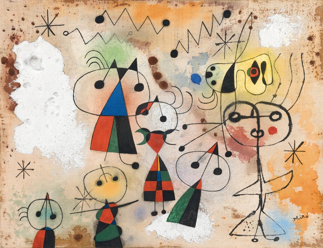 Joan Miro - Peinture femme se poudrant